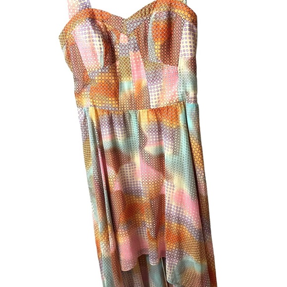 GUESS  Hi Low Chiffon Sweetheart Party Dress Pastels Demure SZ 12  EUC - Picture 3 of 11